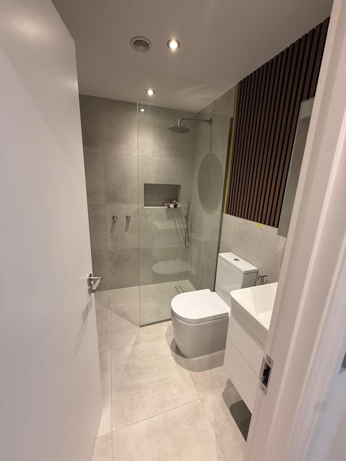 Modern walk-in shower - plumbing and fixtures